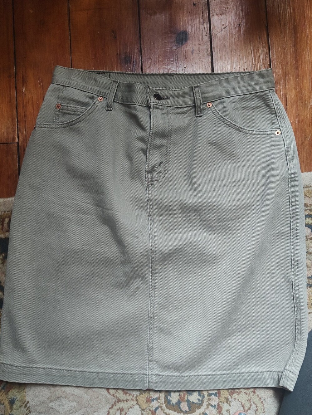 Vintage Levi's Olive Khaki Denim Skirt Made In Canada